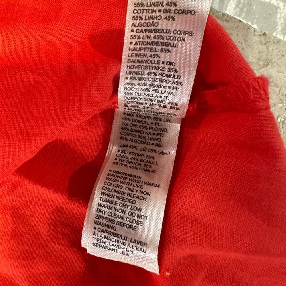 Goodthreads‎ Womens Washed Linen Blend Flutter Sleeve Peasant Dress Coral XXL - Picture 6 of 7